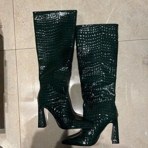 GREEN KNEE HIGH BOOTS